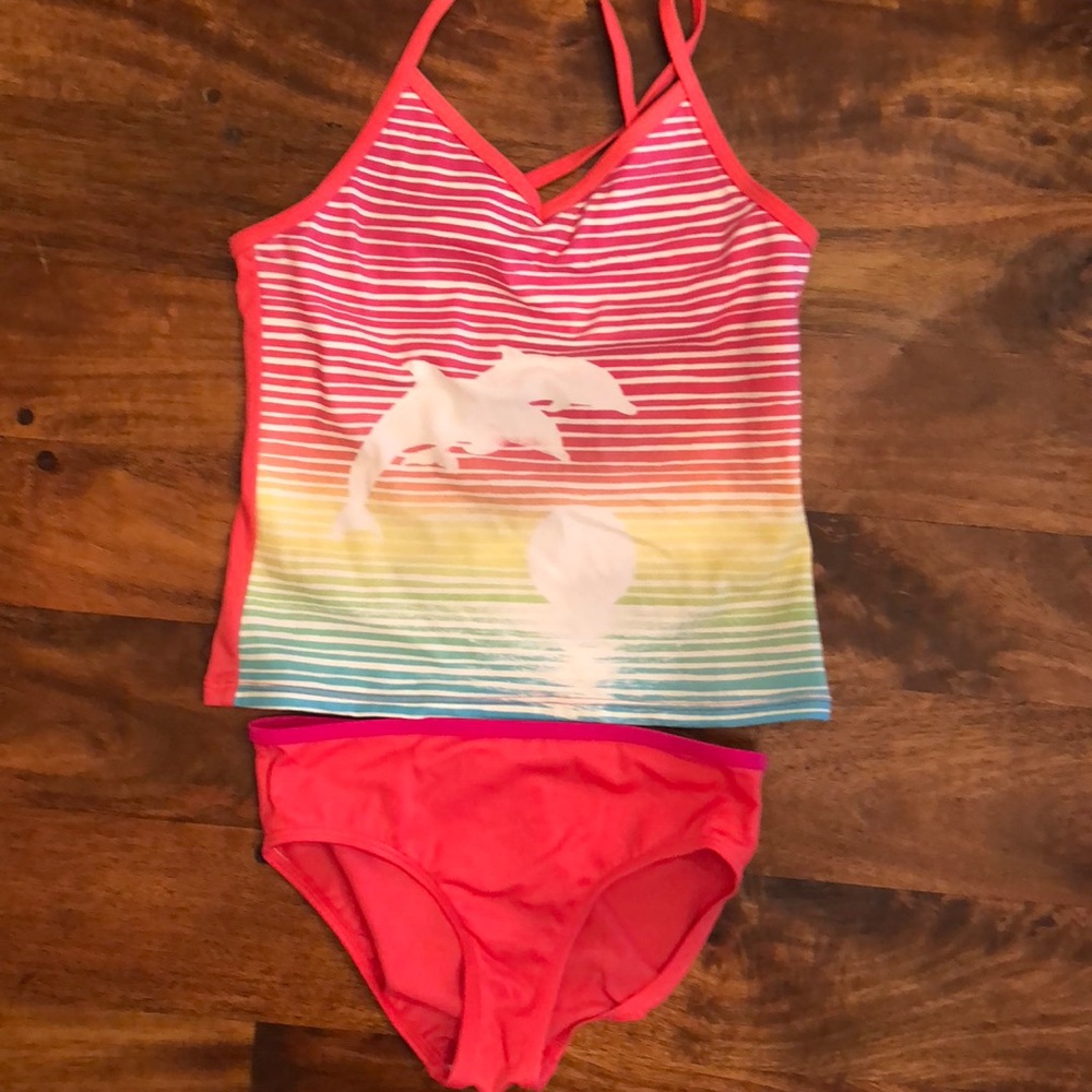 Lands’ End Dolphin design cross strap tankini